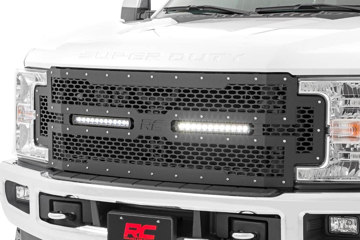 Mesh Grille | 12" Dual Row LED | Black | Ford F-250/F-350 Super Duty (17-19) | 70216