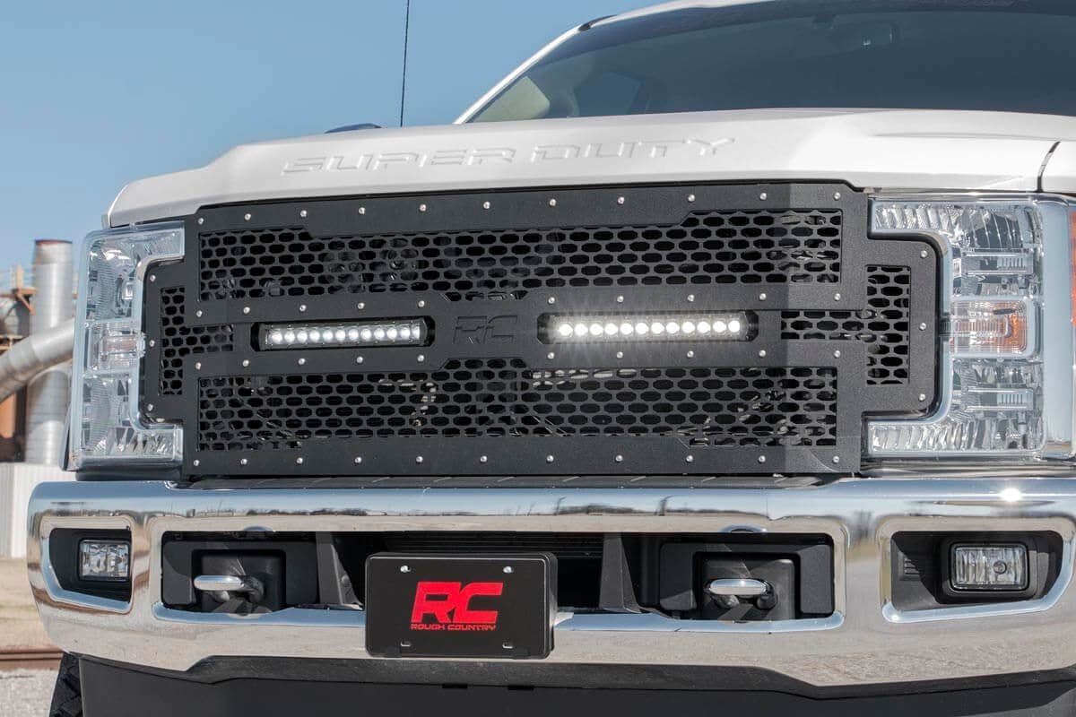 Mesh Grille | 12" Dual Row LED | Black | Ford F-250/F-350 Super Duty (17-19) | 70216