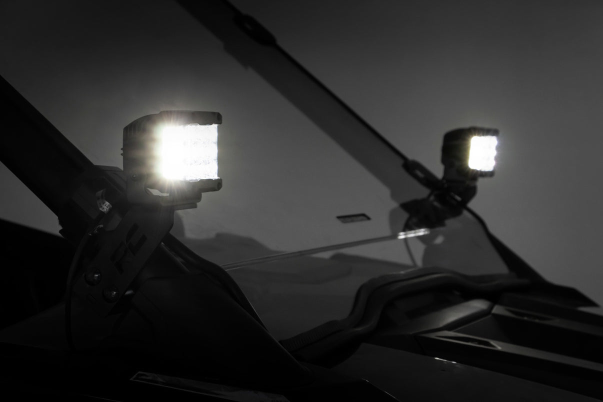 LED Light Kit | "A" Pillar Mount | 2" Black Pair | Amber DRL | Polaris RZR PRO XP  | 93079