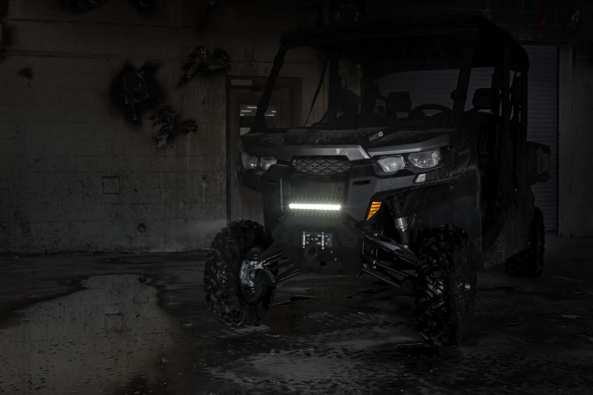 LED Light | Bumper Mount | 12" Black Single Row | White DRL | Can-Am Defender HD 8/HD 9/HD 10 | 97004