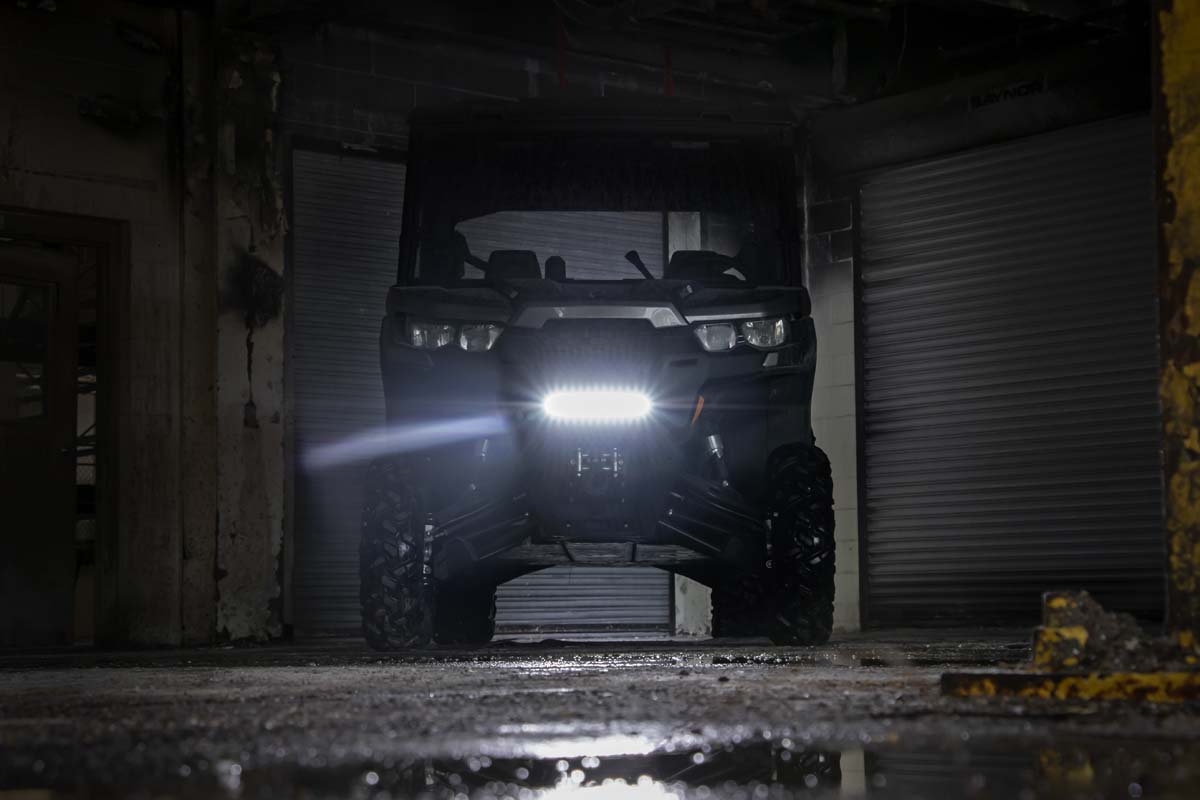 LED Light | Bumper Mount | 12" Black Single Row | White DRL | Can-Am Defender HD 8/HD 9/HD 10 | 97004