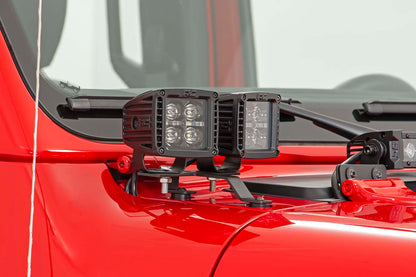 LED Light Kit | Quad | Cowl Mount | 2" Black | Amber DRL | Jeep Gladiator JT/Wrangler JL (18-25) | 70823