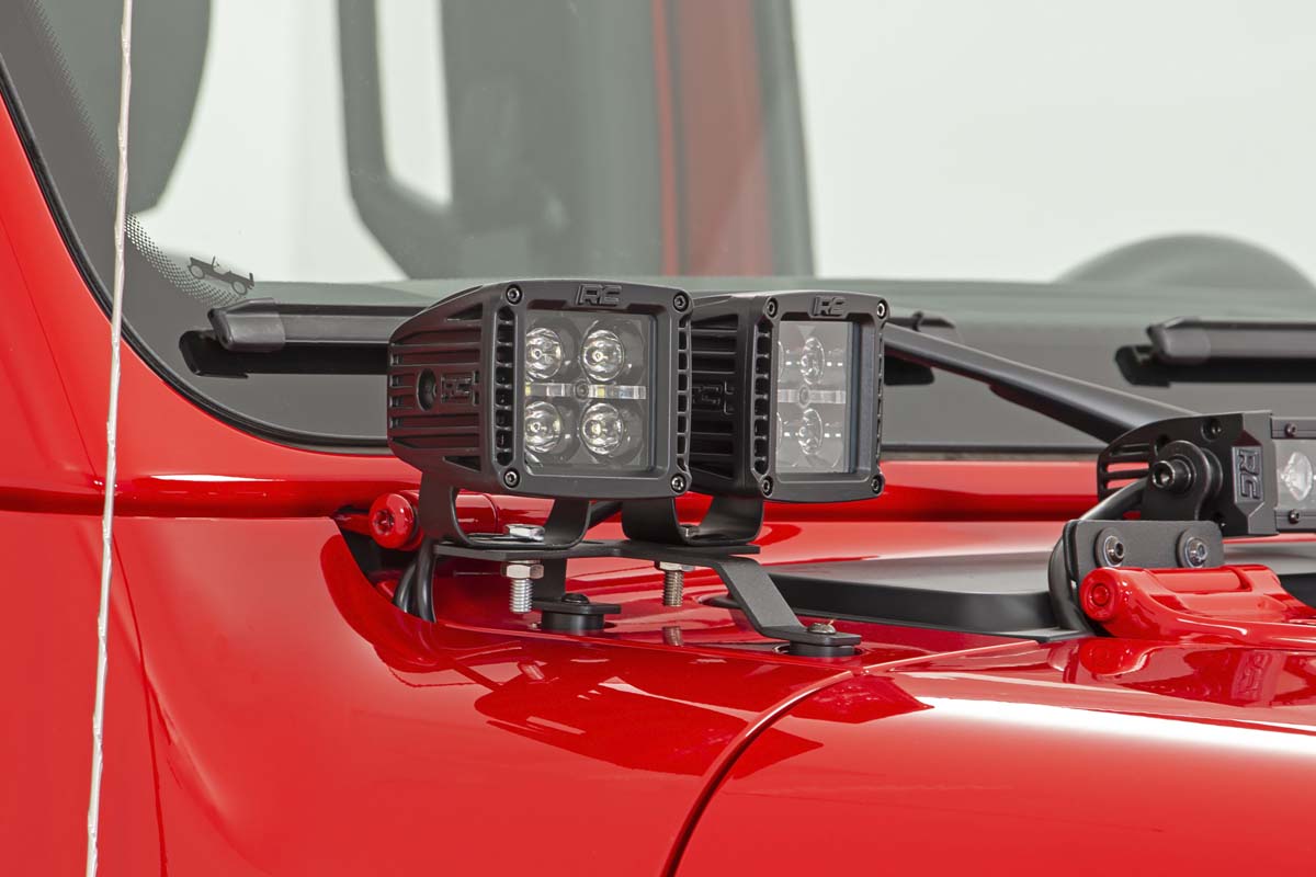 LED Light Kit | Quad | Cowl Mount | 2" Black | White DRL | Jeep Gladiator JT/Wrangler JL (18-25) | 70824