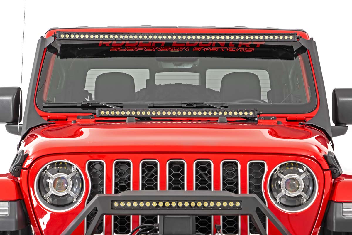 LED Light Kit | Windshield Mount | 50" BLK Single Row | Jeep Gladiator JT/Wrangler JL (18-25) | 70065