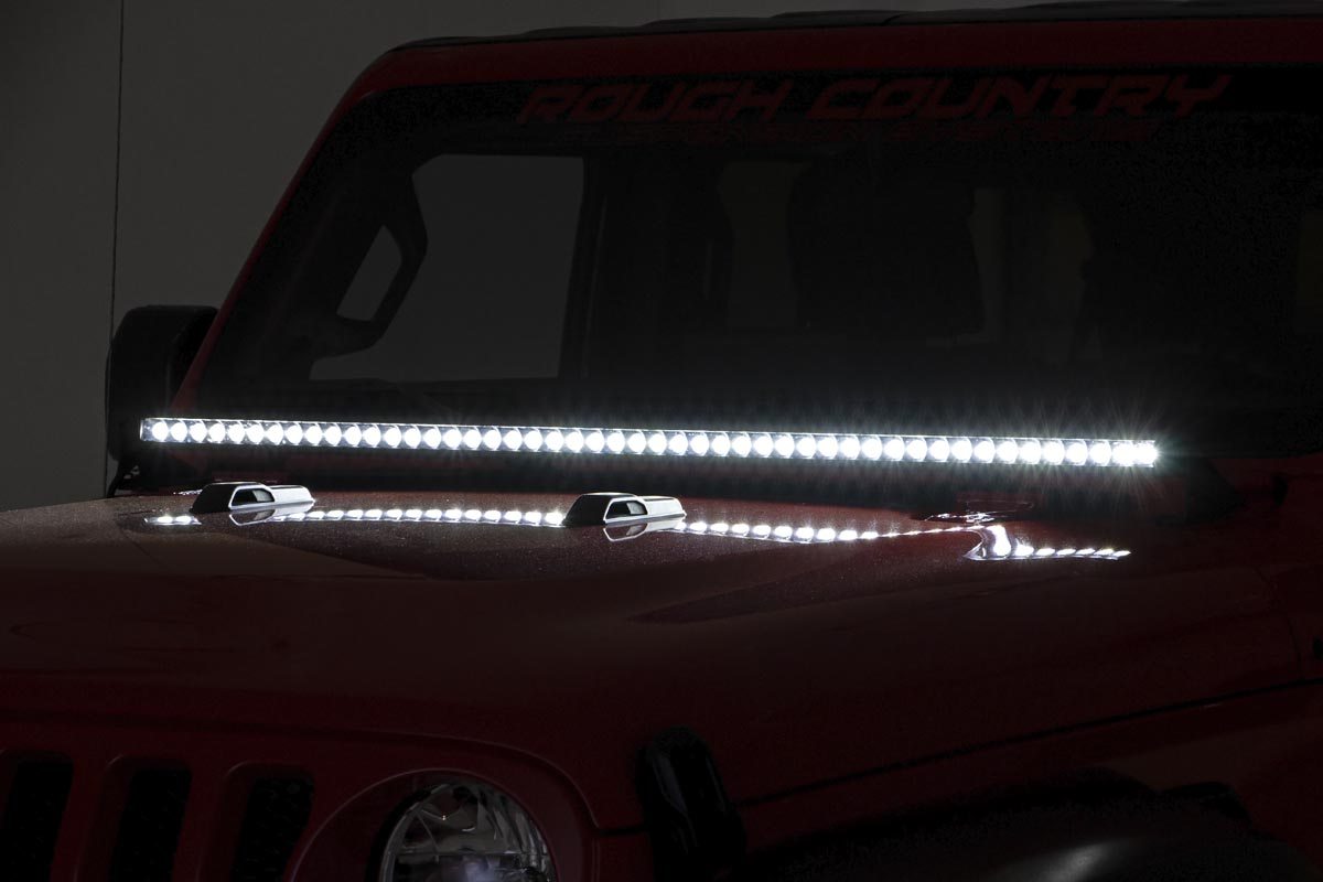 LED Light Kit | Cowl Mount | 50" Black Single Row | Jeep Gladiator JT/Wrangler JL (18-25) | 70057