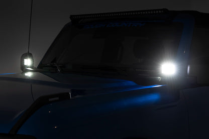 LED Light Kit | Ditch Mount | 2" Black Pair | Flood Pattern | Ford Bronco (21-25) | 71046