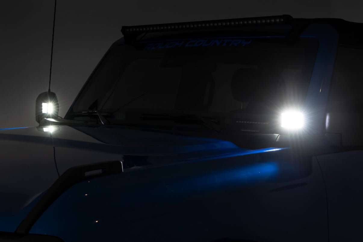 LED Light Kit | Ditch Mount | 2" Black Pair | Spot Pattern | Ford Bronco (21-25) | 71047