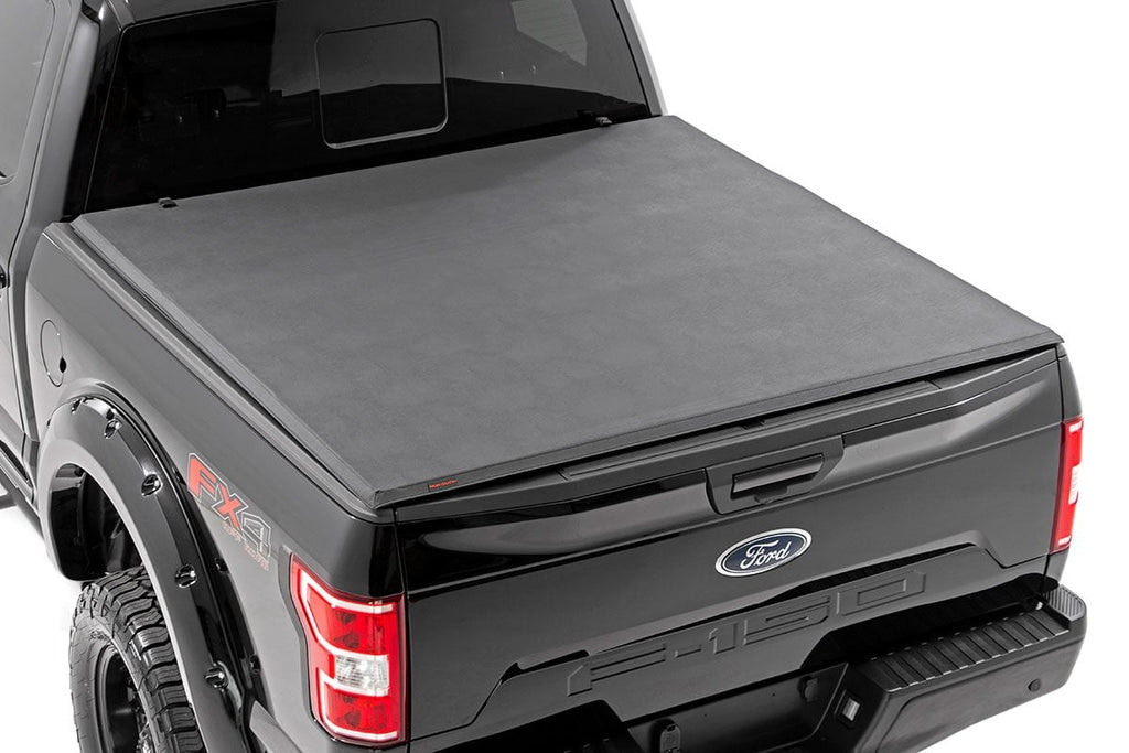 Rough Country | Soft Tri-Fold Bed Cover | 5'7" Bed | Ford F-150 (15-20)/Raptor (17-20)  | 41515550A