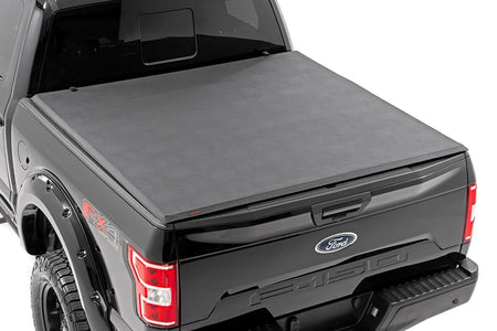 Rough Country | Soft Tri-Fold Bed Cover | 5'7" Bed | Ford F-150 (15-20)/Raptor (17-20)  | 41515550A