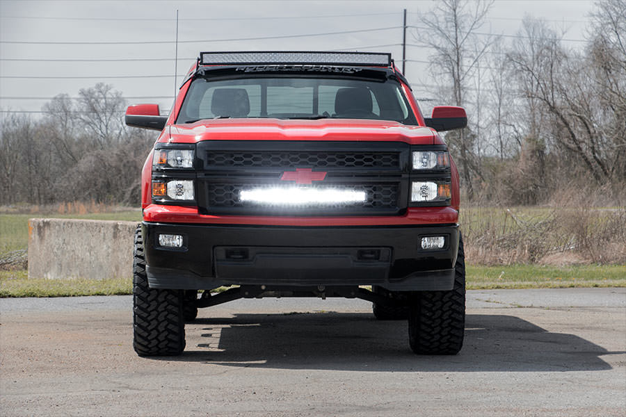LED Light Kit | Behind Grille Mount | 30" Black Dual Row | White DRL | Chevy Silverado 1500 (14-15) | 70624