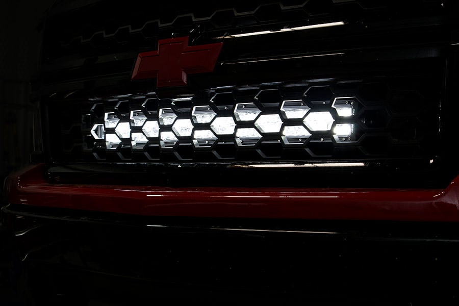 LED Light Kit | Behind Grille Mount | 30" Black Dual Row | White DRL | Chevy Silverado 1500 (14-15) | 70624