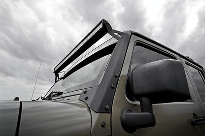 LED Light Kit | Windshield Mount | 50" Black Dual Row | Jeep Wrangler JK (07-18) | 70504BL
