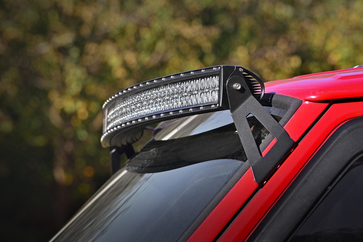 LED Light Mount | Upper Windshield | 50" Curved | Jeep Cherokee XJ (84-01) | 70517