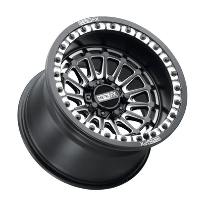 Metal FX Delta  beadlock Satin Blk/ Contrast Cut 15x10 on Journey Rock Poison tires
