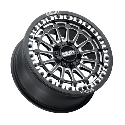 Metal FX Delta Beadlock Wheels (Black Contrast Cut) on Valor Offroad Alpha Tires – UTV Wheel & Tire Kit