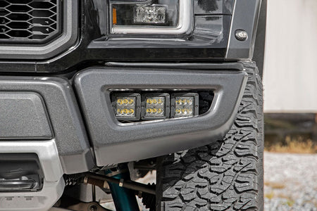 LED Light Kit | Fog Mount | Triple 2" Black Pair | Amber DRL | Ford Raptor (17-20) | 70700DRLA