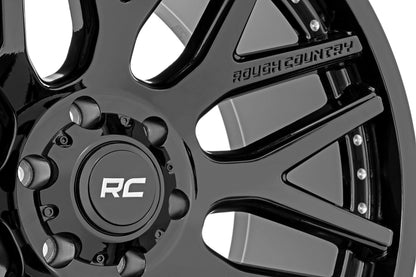 Rough Country 95 Series Wheel | One-Piece | Gloss Black | 20x10 | 8x180 | -19mm | 95201006