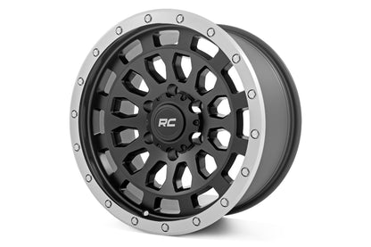 Rough Country 87 Series Wheel | Simulated Beadlock | Black/Machined | 17x8.5 | 6x5.5 | +0mm | 87170912B