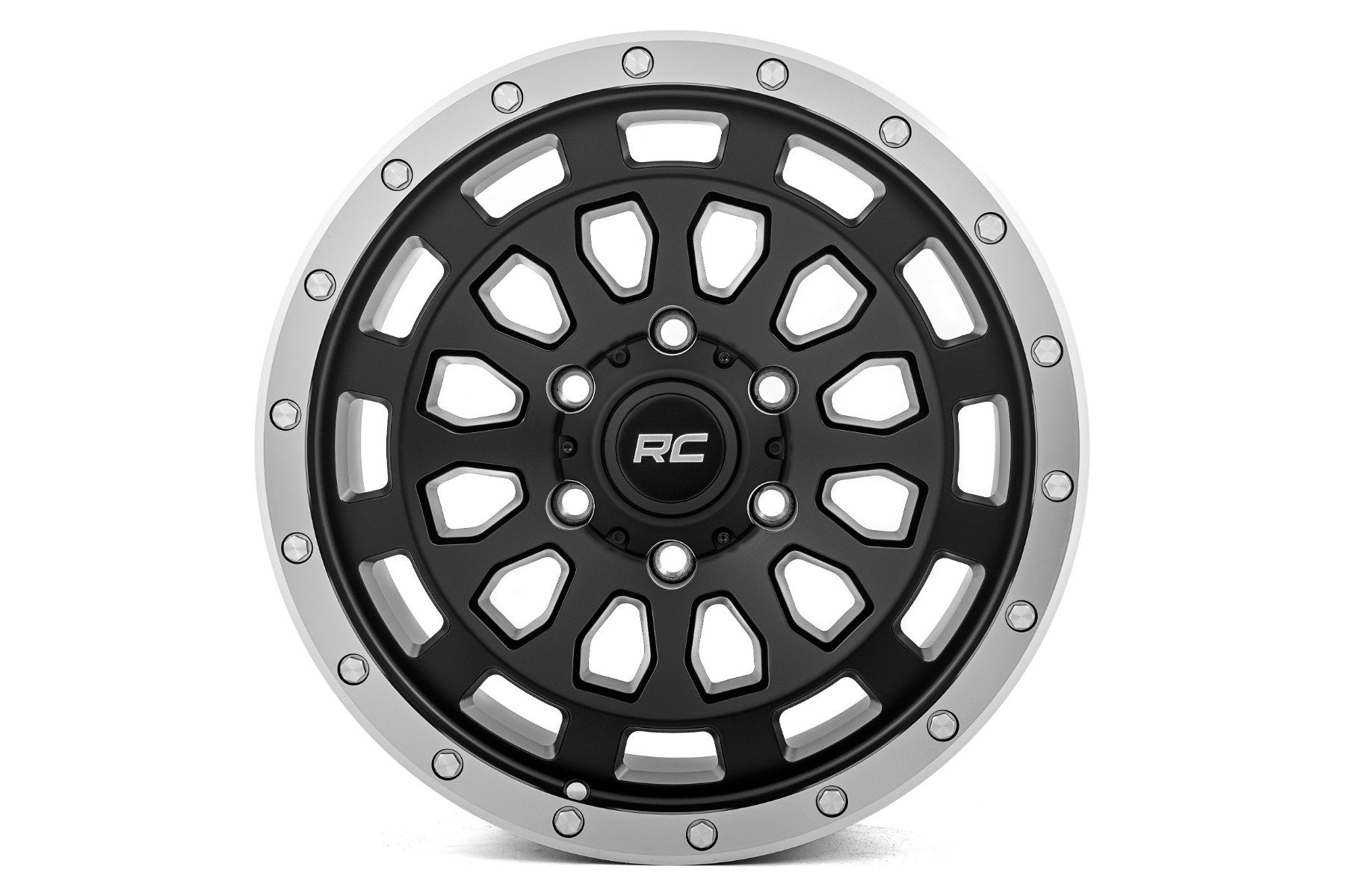 Rough Country 87 Series Wheel | Simulated Beadlock | Black/Machined | 17x8.5 | 6x5.5 | +0mm | 87170912B