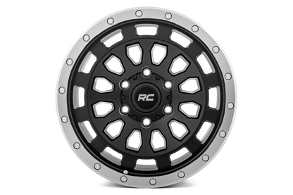 Rough Country 87 Series Wheel | Simulated Beadlock | Black/Machined | 17x8.5 | 6x5.5 | +0mm | 87170912B