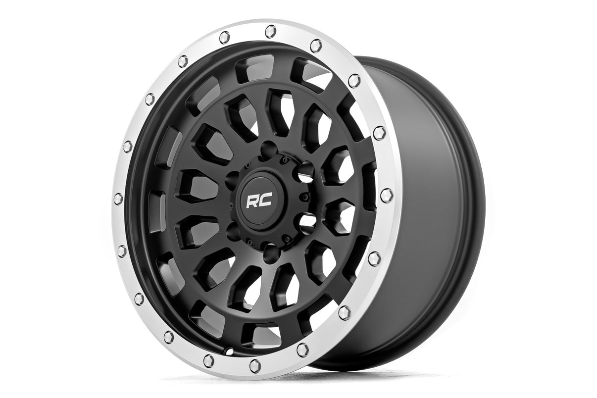 Rough Country 87 Series Wheel | Simulated Beadlock | Black/Machined | 17x8.5 | 6x5.5 | +0mm | 87170912B