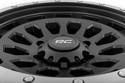 Rough Country 87 Series Wheel | Simulated Beadlock | Black/Machined | 17x8.5 | 6x5.5 | +0mm | 87170912B