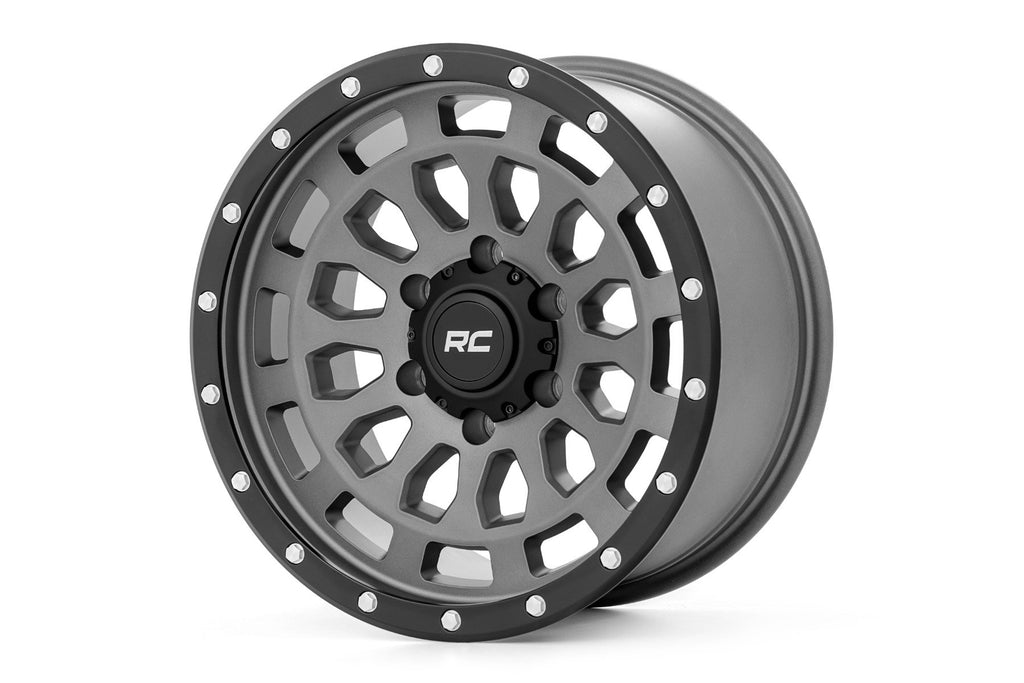 Rough Country 87 Series Wheel | Simulated Beadlock | Gray/Black | 17x8.5 | 6x5.5 | +0mm | 87170912G