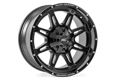 Rough Country 94 Series Wheel | One-Piece | Matte Black | 20x10 | 6x5.5/6x135 | -18mm | 94201012