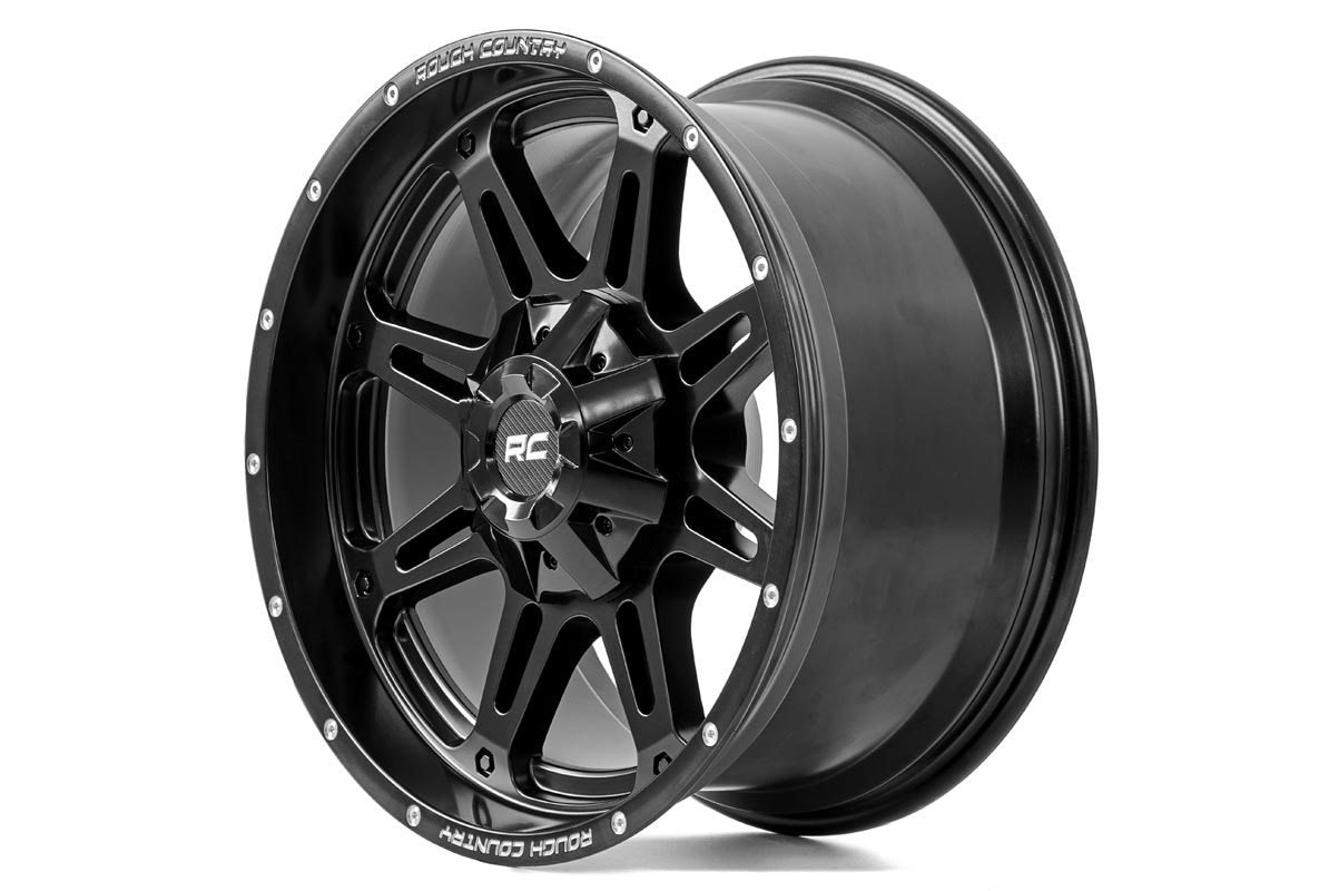 Rough Country 94 Series Wheel | One-Piece | Matte Black | 20x10 | 5x5.0/5x4.5 | -18mm | 94201013