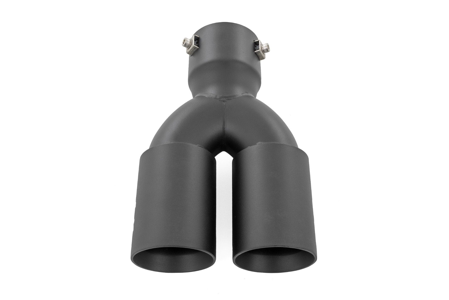 Exhaust Tip | Black | Red RC Logo | 2.5-3 Inch Pipe Single Inlet | Dual Outlet | 96050