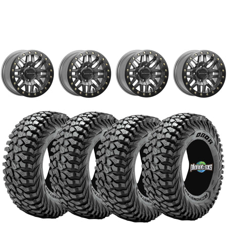 Raceline Ryno 15x10 beadlock Gunmetal 4/156 5+5 mounted on Obor Roc Scrapers