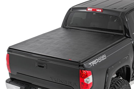 Rough Country | Soft Tri-Fold Bed Cover | With & W/O OE Rails | 6'7" Bed | Toyota Tundra (07-21) | 41419650A