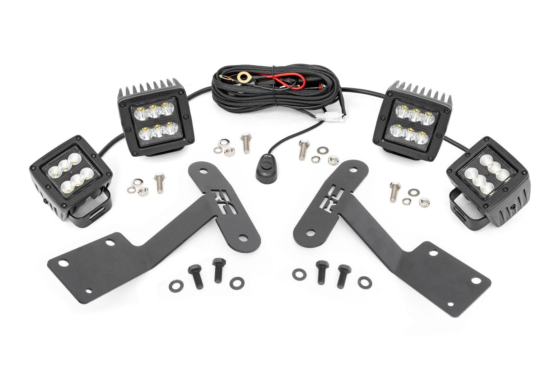 LED Light Kit | Ditch Mount | Dual 2" Black Pairs | Spot/Flood | Toyota Tundra (14-21) | 70866