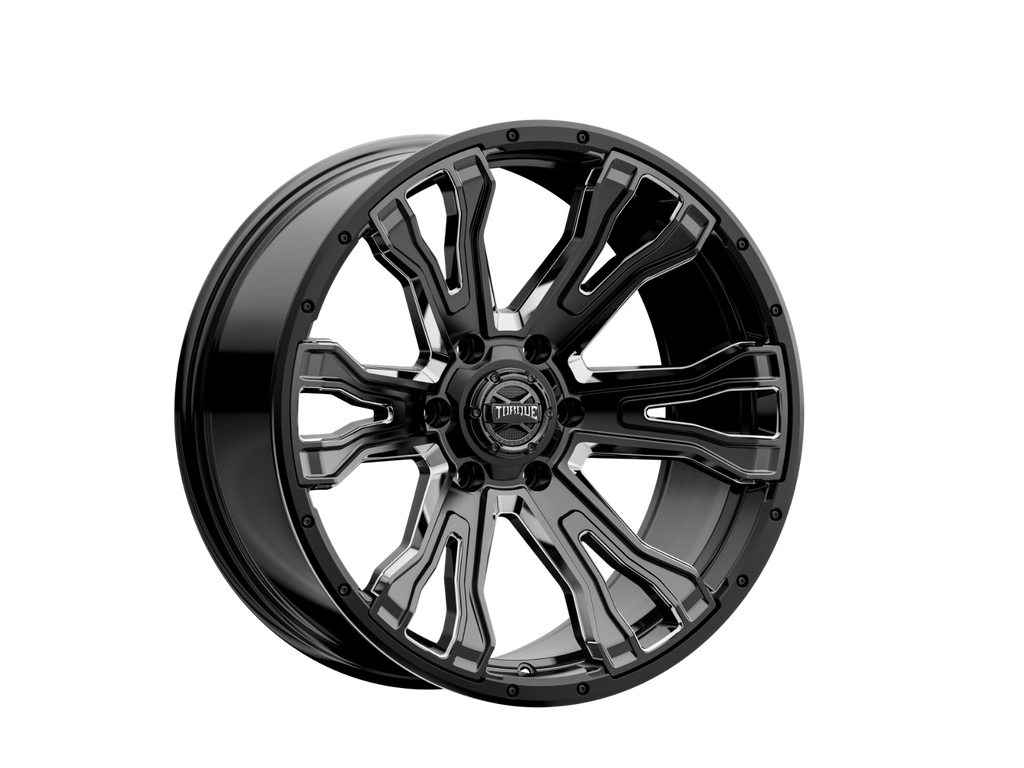 Torque Prime | Gloss Black w/Milled Accent | 20x9 | 6x5.5 | -12mm | TW407C-20908413-12