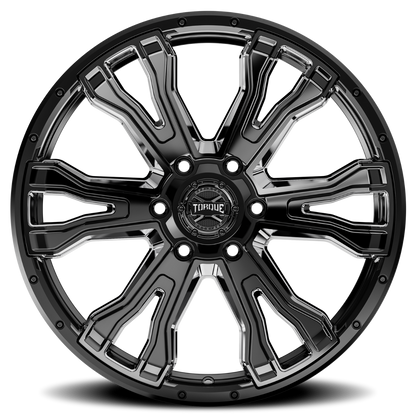 Torque Prime | Gloss Black w/Milled Accent | 20x9 | 6x5.5 | -12mm | TW407C-20908413-12