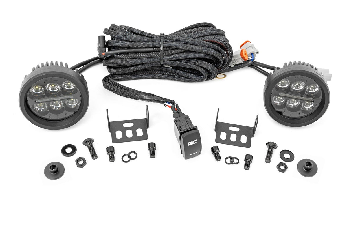 LED Light Kit | Ditch Mount | 3.5" Black Round Pair | Amber DRL | Ford Bronco (21-25) | 71078