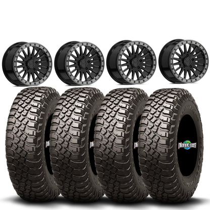 Valor Offroad V06 Beadlock Wheels (5x4.5) on BFGoodrich KM3 Tires – UTV Wheel & Tire Kit