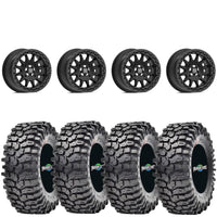 Valor V09 Satin Black Beadlock 15x10 Mounted on Maxxis Roxxzillas | 4/137 Bolt Pattern