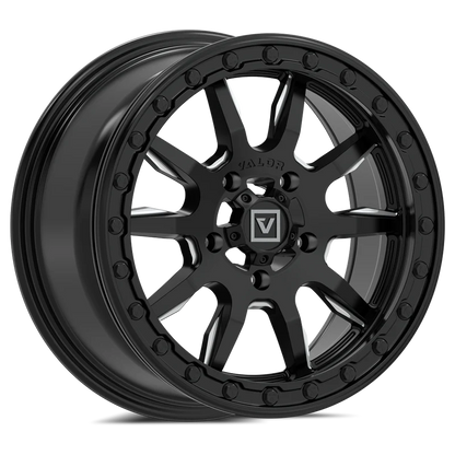 Valor V15 Black Beadlock Wheels + Journey Rock Poison tires (Mounted Kit) – Fits UTVs with 5/4.5 Bolt Pattern