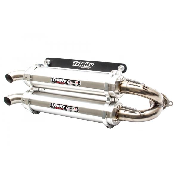 Trinity Racing Exhaust for RZR XP TURBO/TURBO S DUAL SLIP-ON BRUSHED 16-19