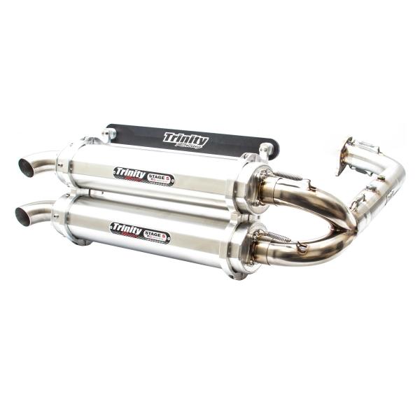 Trinity Racing Exhaust for RZR XP TURBO/TURBO S DUAL SYSTEM BRUSHED 16-19