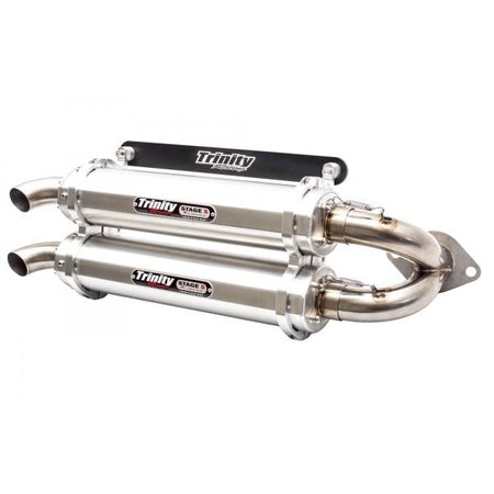 Trinity Racing Exhaust for RZR XP 1000 DUAL SLIP-ON BRUSHED 15-19