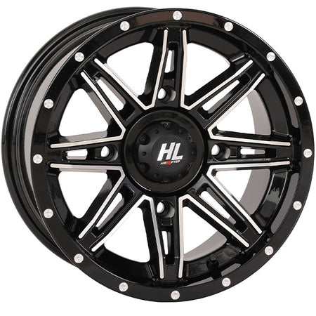 14x7 4/137 4+3 (+10mm) UTV SidebySide RZR Ranger X3 Can-AM Talon Honda KRX Kawasaki YXZ Yamaha High Lifter  HL22 Wheel Gloss Blk-Mach