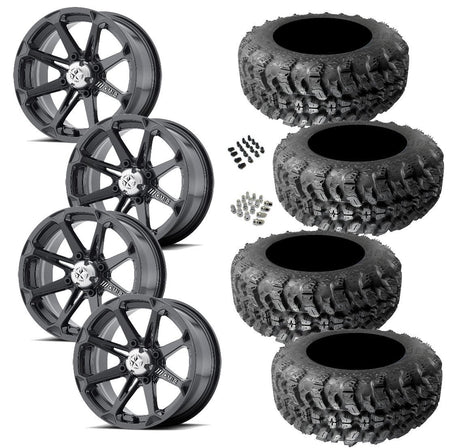 MSA M12 Diesel Gloss Black Beadlocks on Interco Sniper Tires – 4/156 Bolt Pattern
