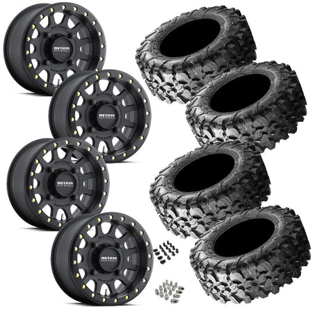 Method 401 Matte Black Beadlocks on Maxxis Carnivore Tires – 6/5.5 UTV Wheel & Tire Kit