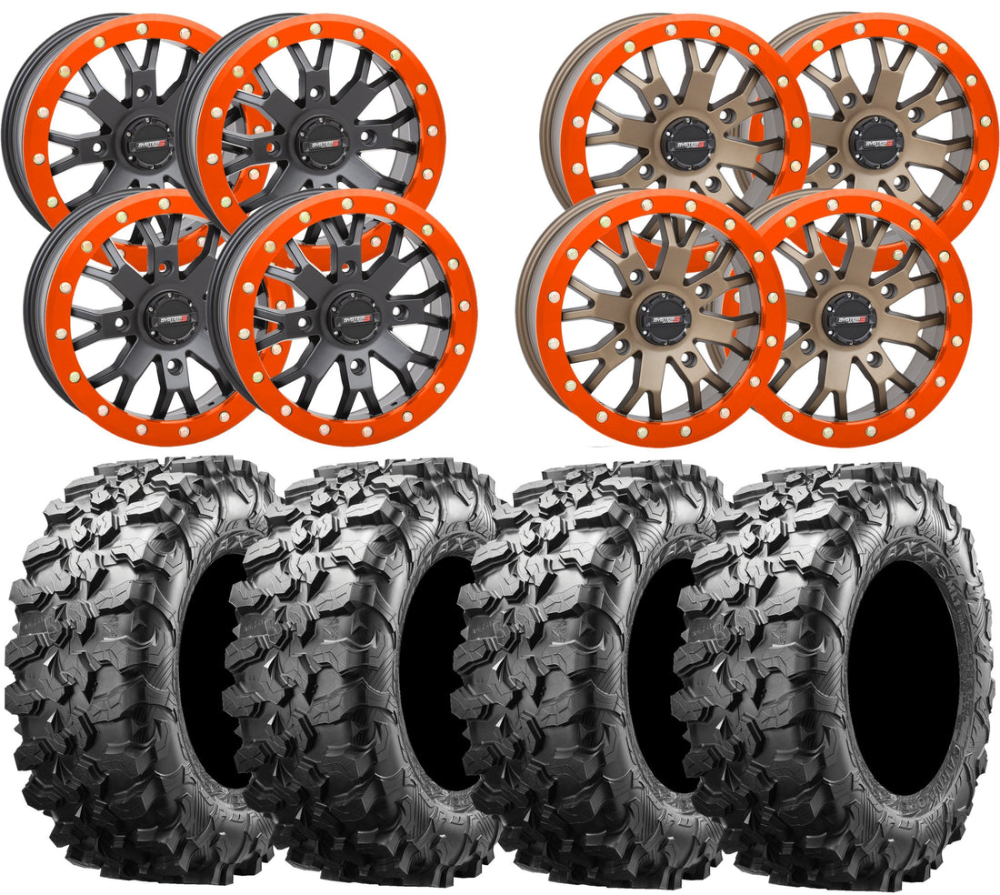 System 3 SB4 and Maxxis Carnivore UTV Wheel and Tire Kit w/ custom Ora