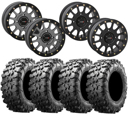System 3 SB-5 Black Beadlock Wheel and Maxxis Carnivore Tire Kit