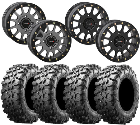System 3 SB-5 Black Beadlock Wheel and Maxxis Carnivore Tire Kit
