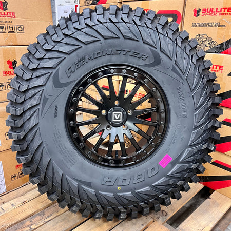 Valor Offroad V06 Beadlock Wheels + Obor RocScraper Tires (Mounted Kit) – Fits Polaris RZR Pro R CF Moto U10 Pro (5-Lug Bolt Pattern)