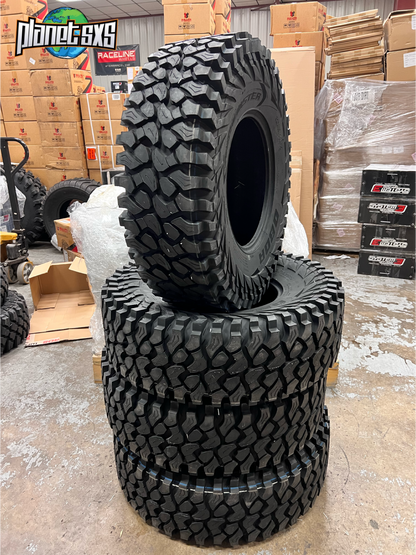 Valor Offroad V06 Beadlock Wheels + Obor RocScraper Tires (Mounted Kit) – Fits Polaris RZR Pro R CF Moto U10 Pro (5-Lug Bolt Pattern)